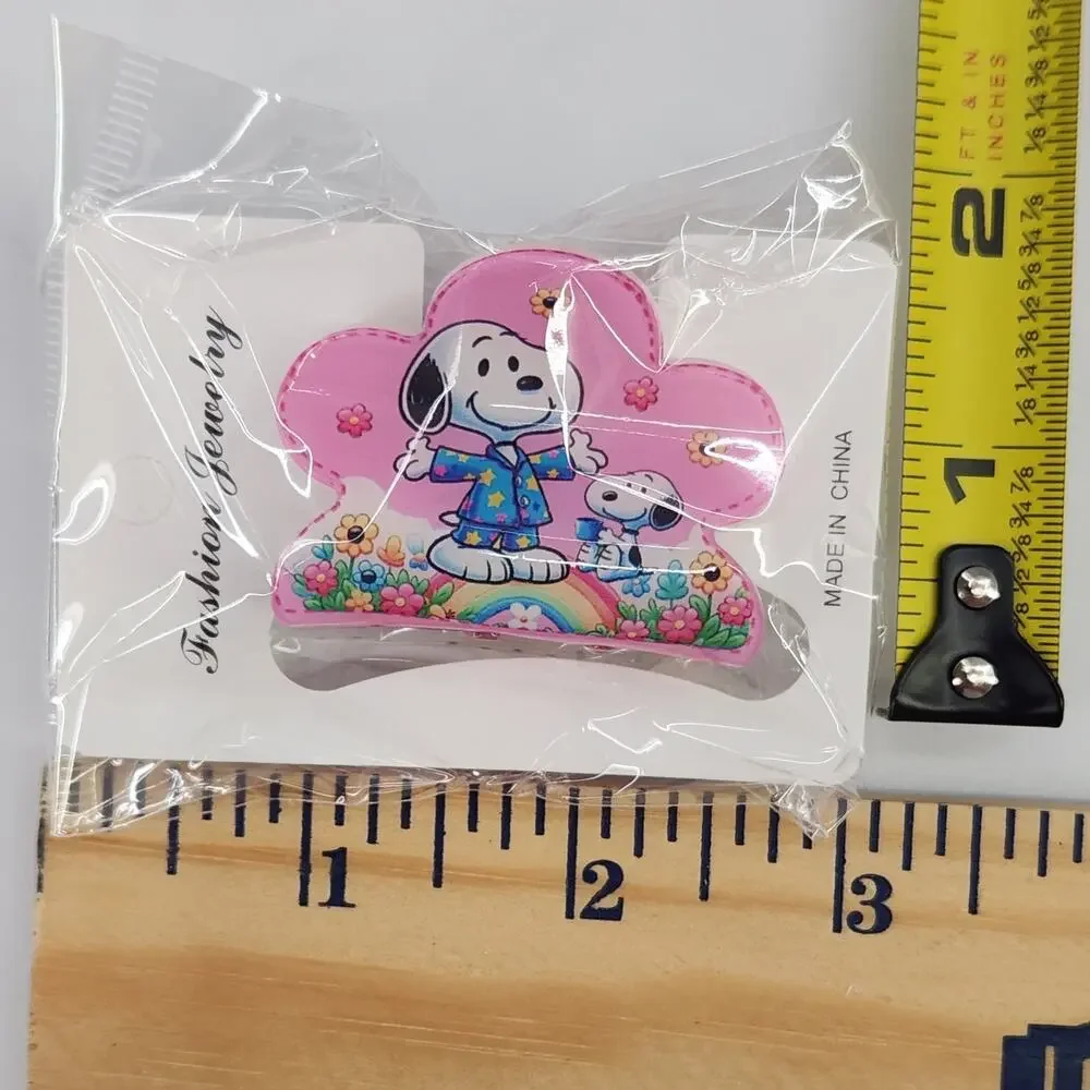 Pair of Snoopy Claw Clips Hair clips Charlie Brown Character Snoopy Pink PJs